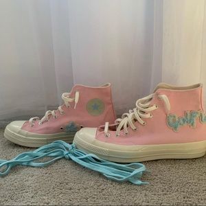 Baby pink and blue men’s 8.5, women’s 10.5 Golf Le Fleur converse